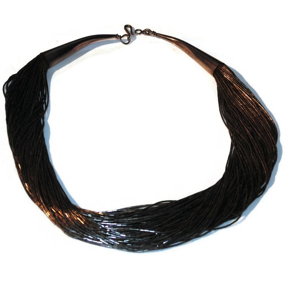 Southwestern 90 Strands Multistrand Twist Liquid Sterling Silver Chain Necklace - Picture 2 of 10